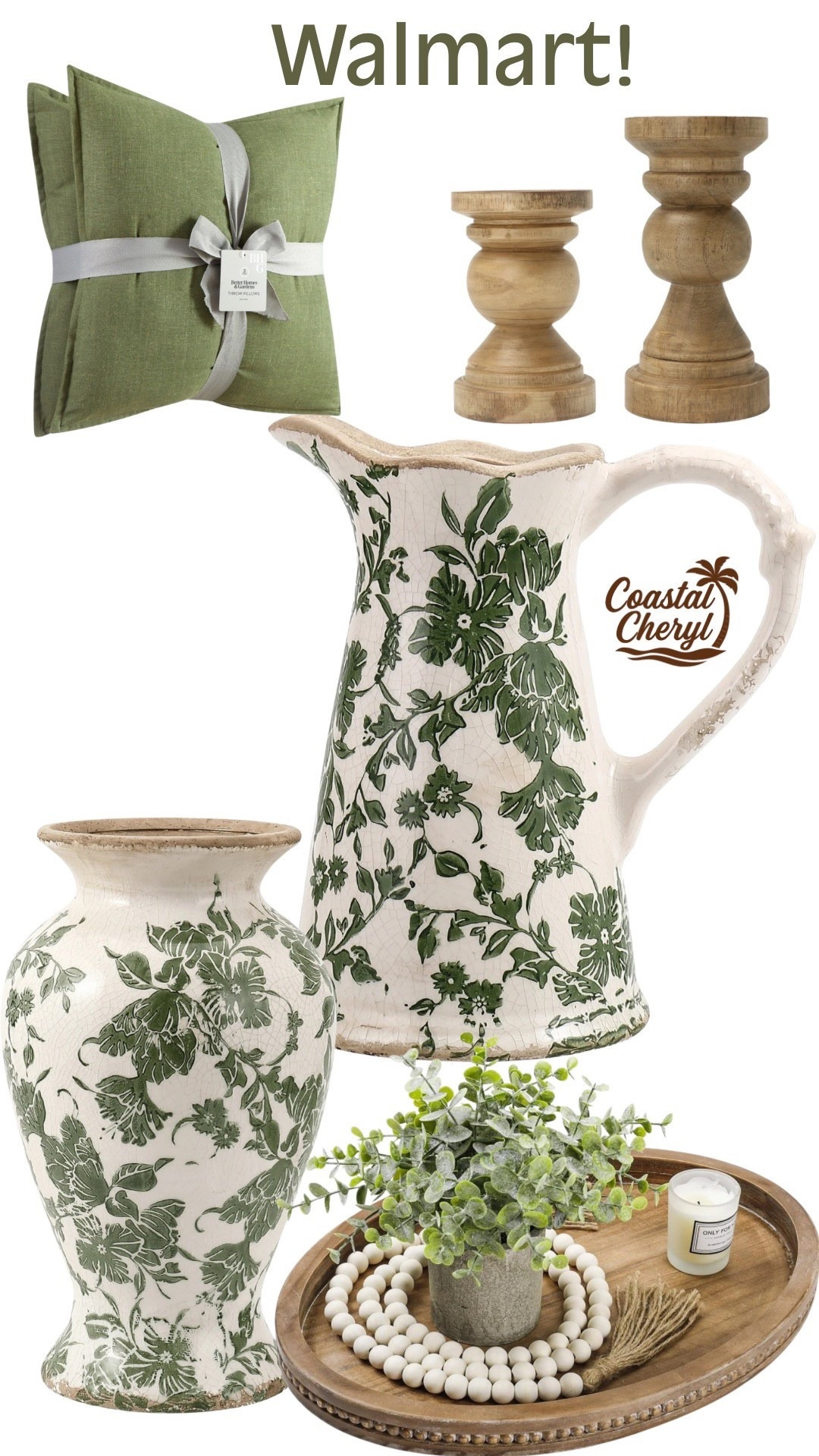 Vintage style vase, and pitcher is so pretty in green! #walmart #homedecor #vases 

#LTKHome #LTKSaleAlert #LTKmomlife