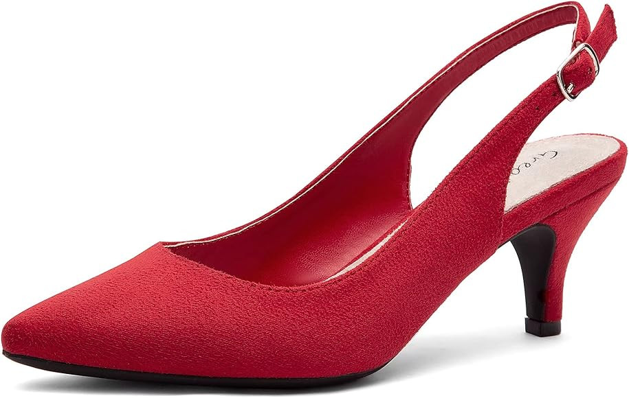 Greatonu Women's Slingback Kitten Heel Pointed Toe Dress Pumps Shoes | Amazon (US)