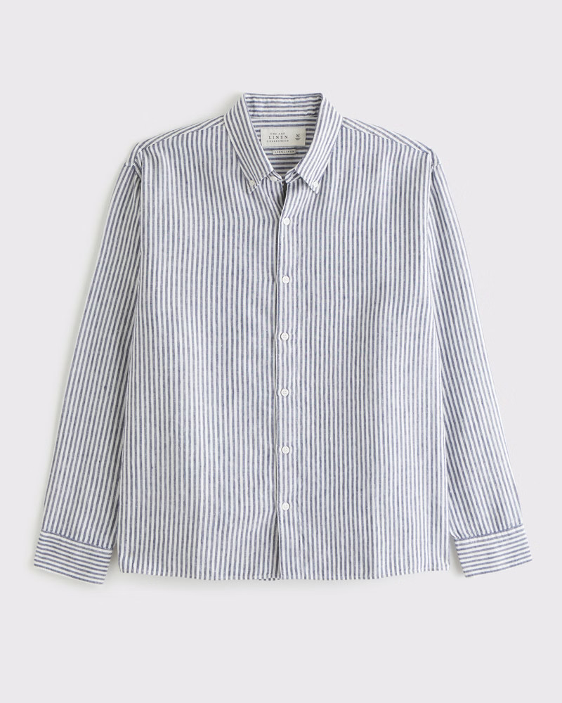 Men's Linen Button-Up Shirt | Men's Tops | Abercrombie.com | Abercrombie & Fitch (US)