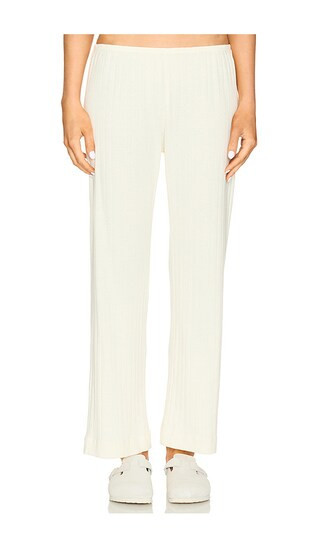 DONNI. Pointelle Simple Cropped Pant in Cream. - size XXL | Revolve Clothing (Global)
