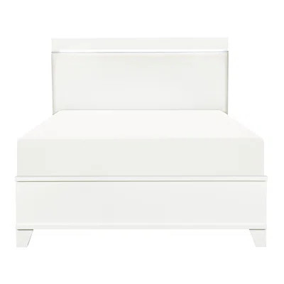 Modern Bed With Led Lighted Headboard In White Gloss And Faux Leather | Wayfair North America