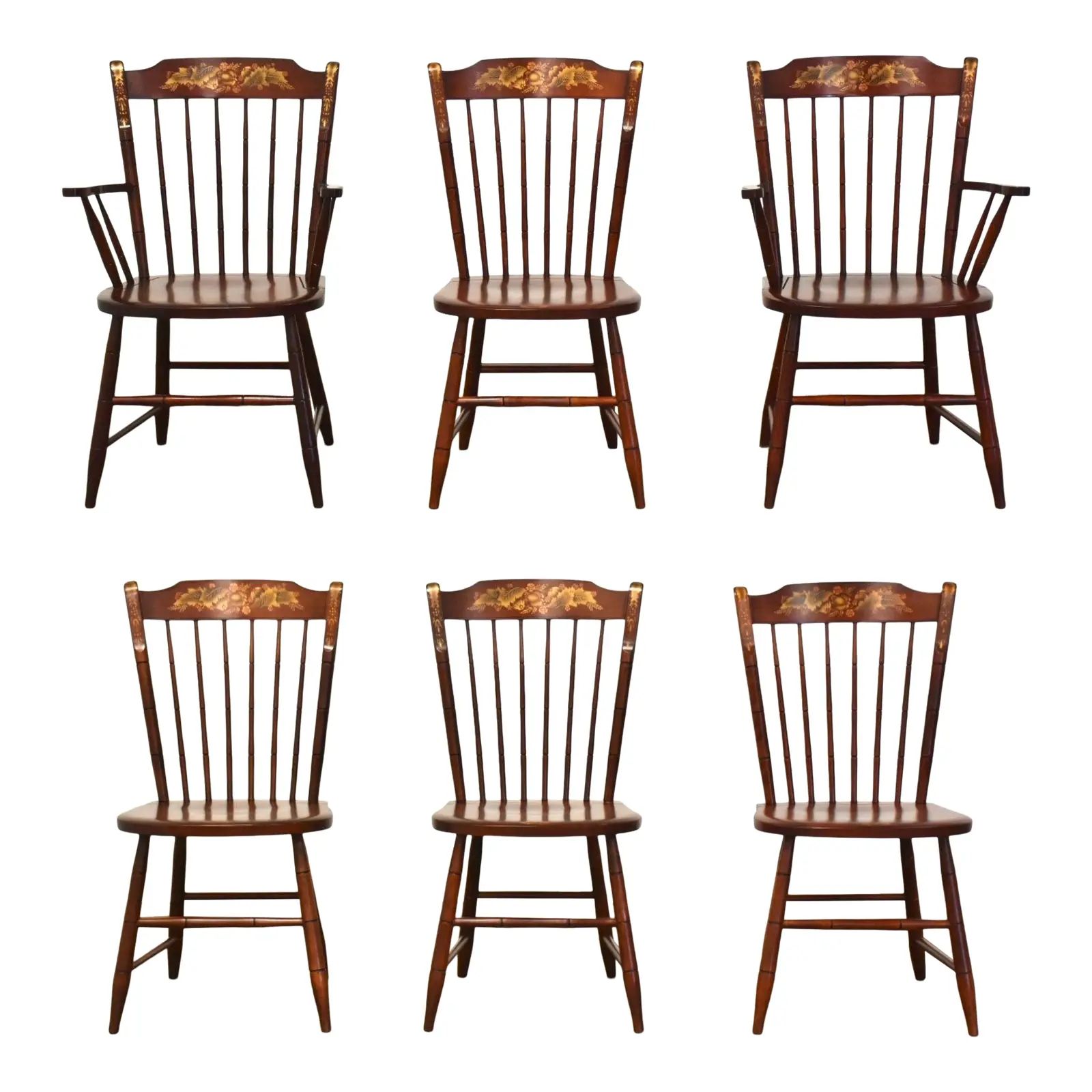 Hitchcock Solid Maple Dining Chairs- Set of 6 | Chairish