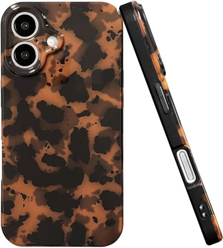 CEOKOK Tortoise Shell Phone Case for iPhone 16 Cute Cases, Camera Protective Shockproof Soft Slim Brown Black Cheetah Leopard Animal Pattern Design Women Girls Girly Phone Cover (for iPhone 16) | Amazon (US)