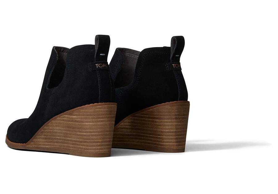 black suede kallie stacked wedge bootie | TOMS | TOMS (US)