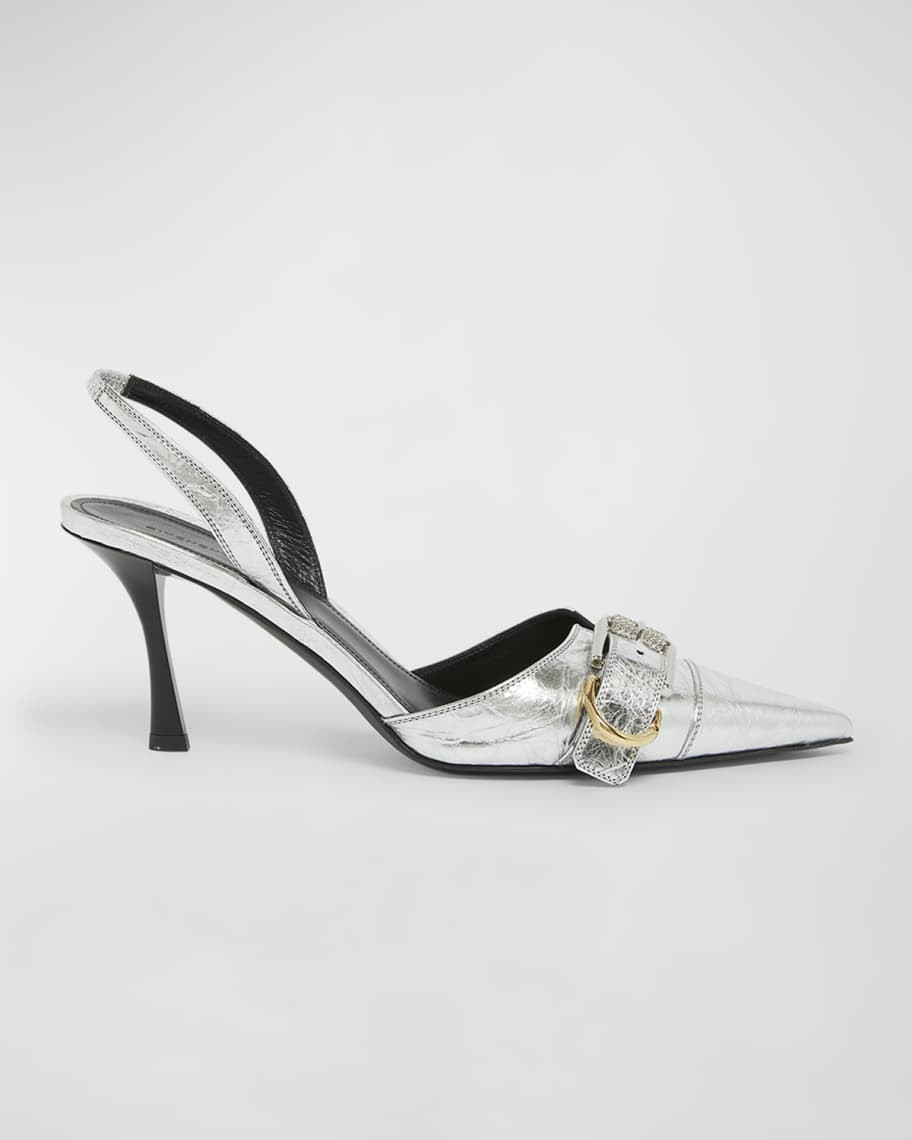Voyou Metallic Buckle Slingback Pumps | Neiman Marcus