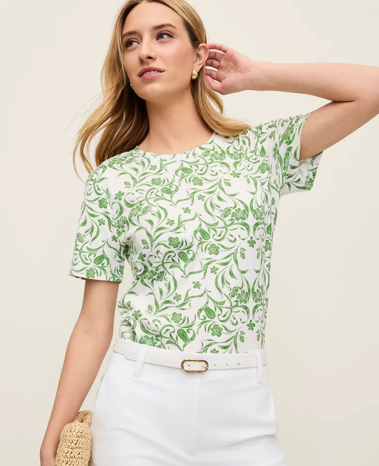 Floral Crew Neck Tee | Ann Taylor