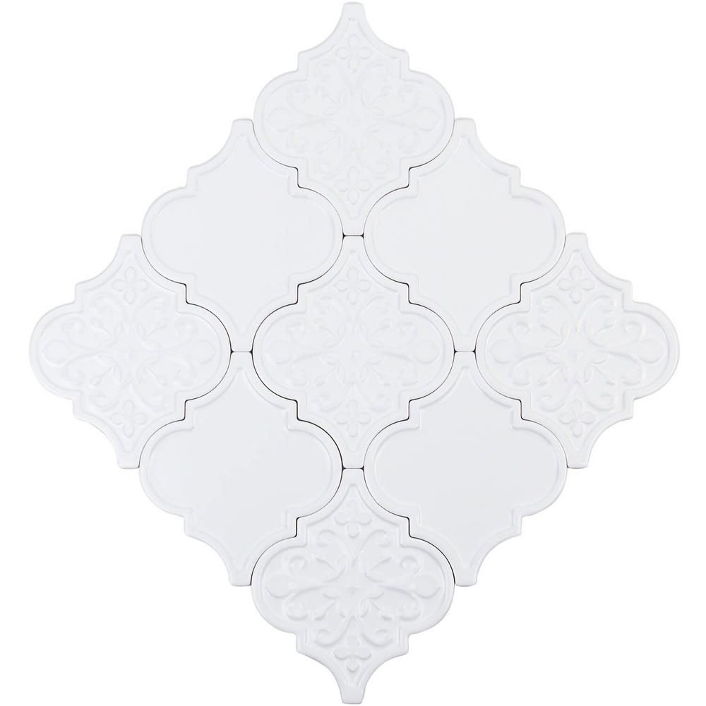 Vintage Lantern White 6-1/4 in. x 7-1/4 in. x 10 mm Ceramic Wall Mosaic Tile (30 pieces 4.8 sq.ft... | The Home Depot
