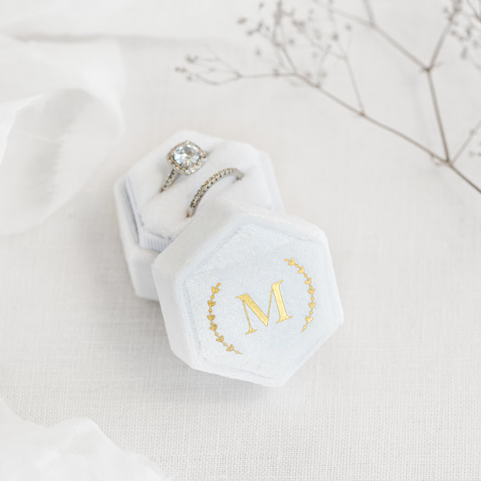 Personalized Velvet Ring Box  Hexagon Double Ring Box  Ring | Etsy | Etsy (US)