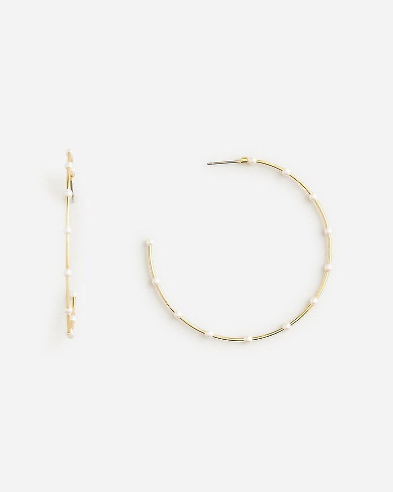 Pearl hoop earrings | J. Crew US