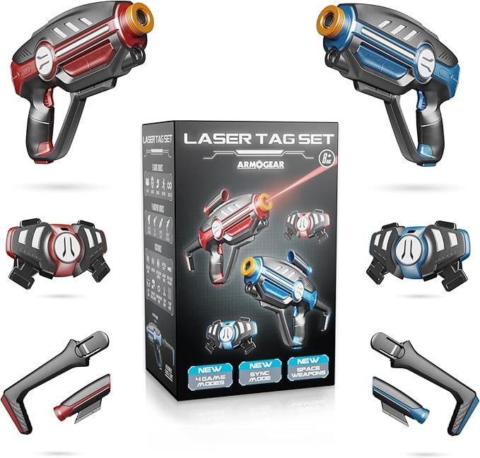 ArmoGear Laser Tag Set for Kids, Teens & Adults - 2 Blasters + 2 Vest Sensors with 4 Multi-Game M... | Amazon (US)