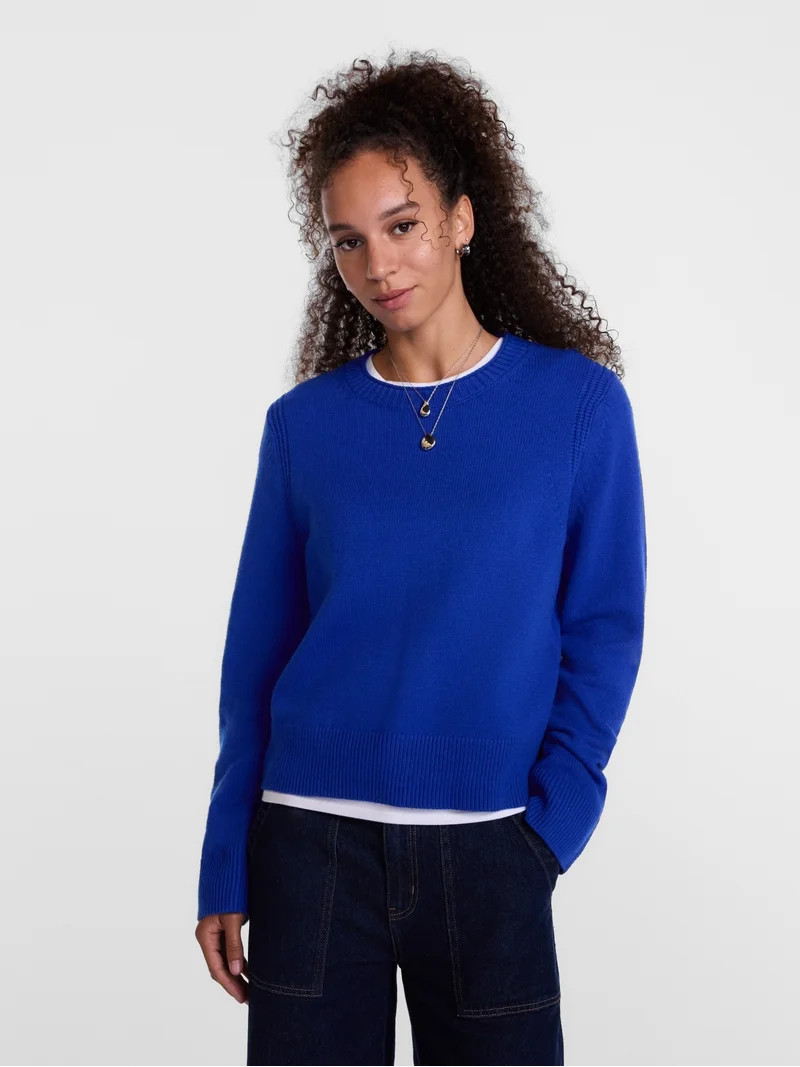 Scenario Women's and Women's Plus Cozy Crewneck Sweater with Long Sleeves, Sizes XS-4X | Walmart (US)