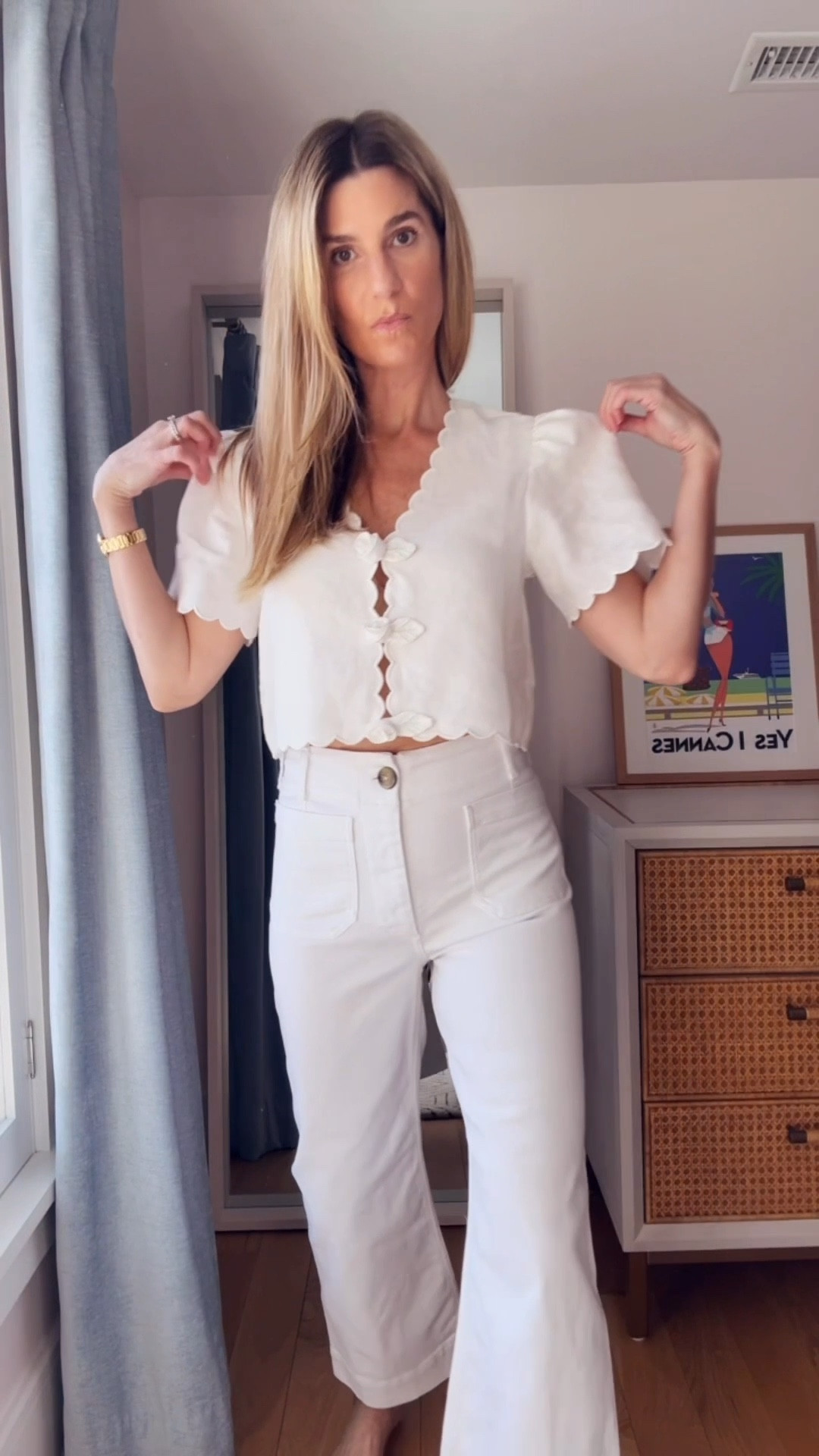 I’m wearing sz M in the top which I love! Sz 6 in the linens skorts and sz 27 in the white jeans.

#LTKgrwm #LTKootd