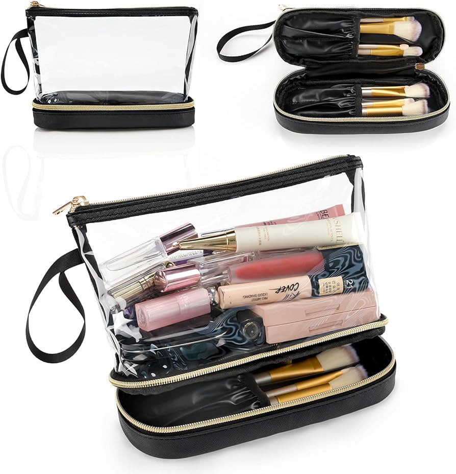 Ethereal Clear Makeup Bag, Small Makeup Bag for Purse Travel Makeup Bag for Women TSA Approved Co... | Amazon (US)