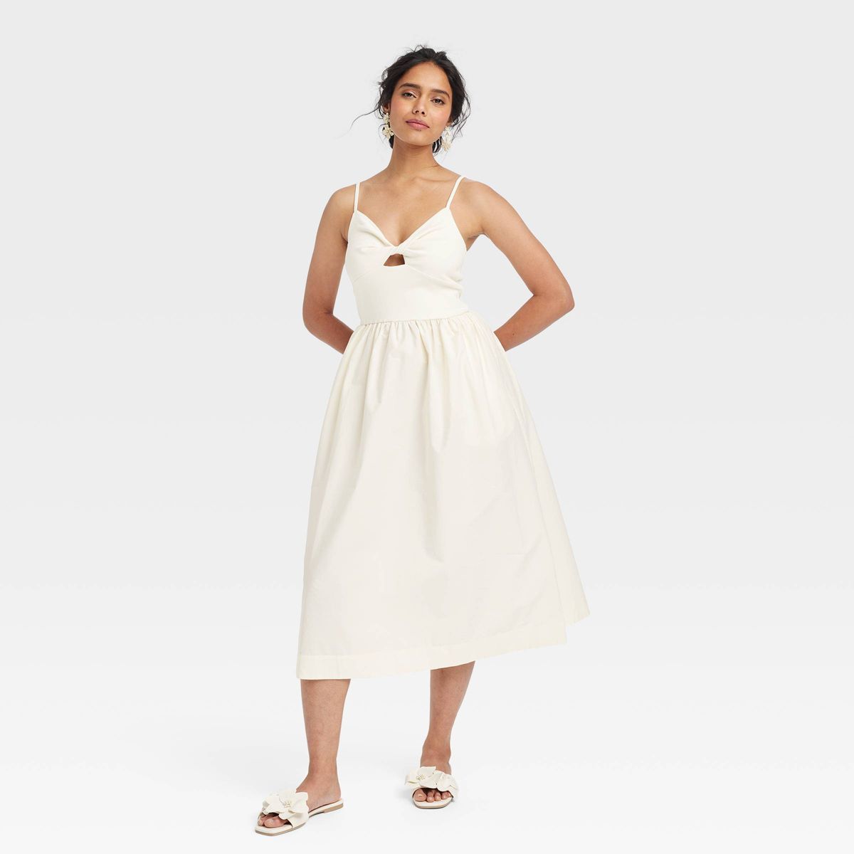 Women's Knit Ballet Midi Sundress - A New Day™ Cream S | Target