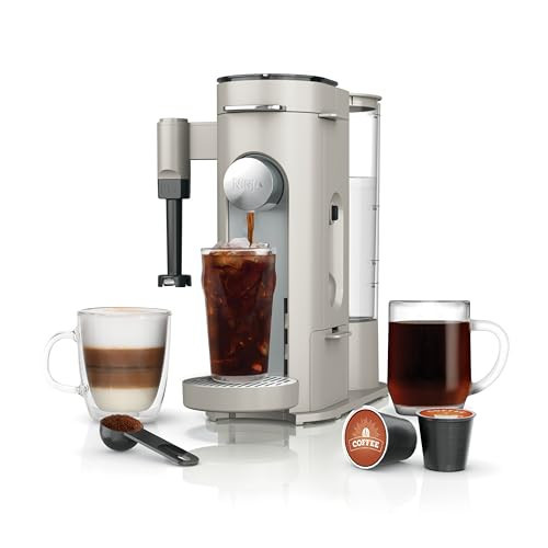 Ninja Pod & Grounds Specialty Single-Serve Coffee Maker, K-Cup Pod Compatible, Brews Grounds, Compact Design, Built-In Milk Frother, 56-oz. Reservoir, 6-oz. Cup to 24-oz. Mug Sizes, Stone, PB051ST | Amazon (US)