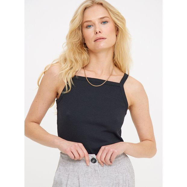 Buy Black Plain Ribbed Vest Top 22 | Camisoles and vests | Tu | Tu Clothing