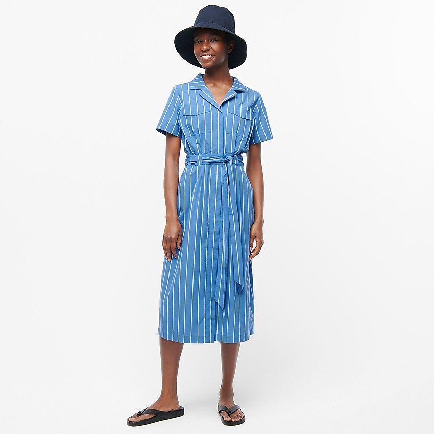 Patch-pocket cotton poplin shirtdress in stripe | J.Crew US