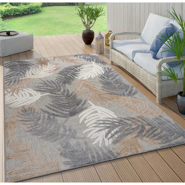 Hernandez Floral Beige/Gray/Brown Indoor & Outdoor Area Rug | Wayfair North America