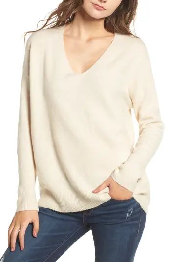 Women's Dreamers By Debut V-Neck Sweater, Size X-Small - Ivory | Nordstrom