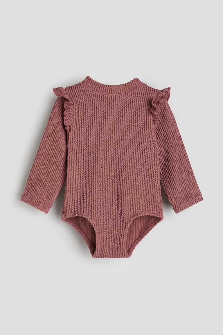 Long-sleeved Swimsuit - Dark dusty pink - Kids | H&M US | H&M (US + CA)