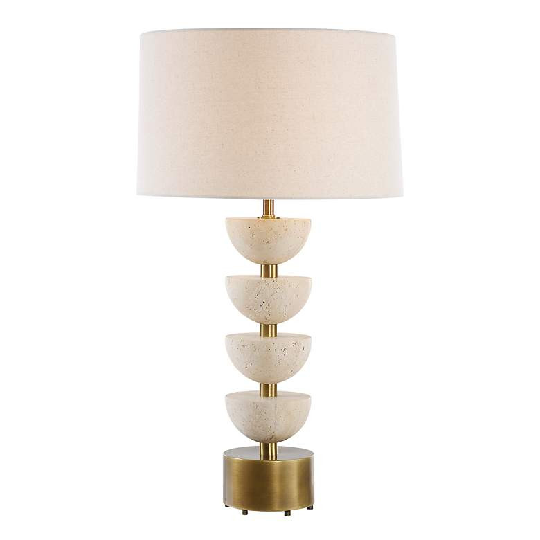 Uttermost Hemisphere 30 1/2" High Modern Stacked Travertine Table Lamp - #4374K | Lamps Plus | Lamps Plus