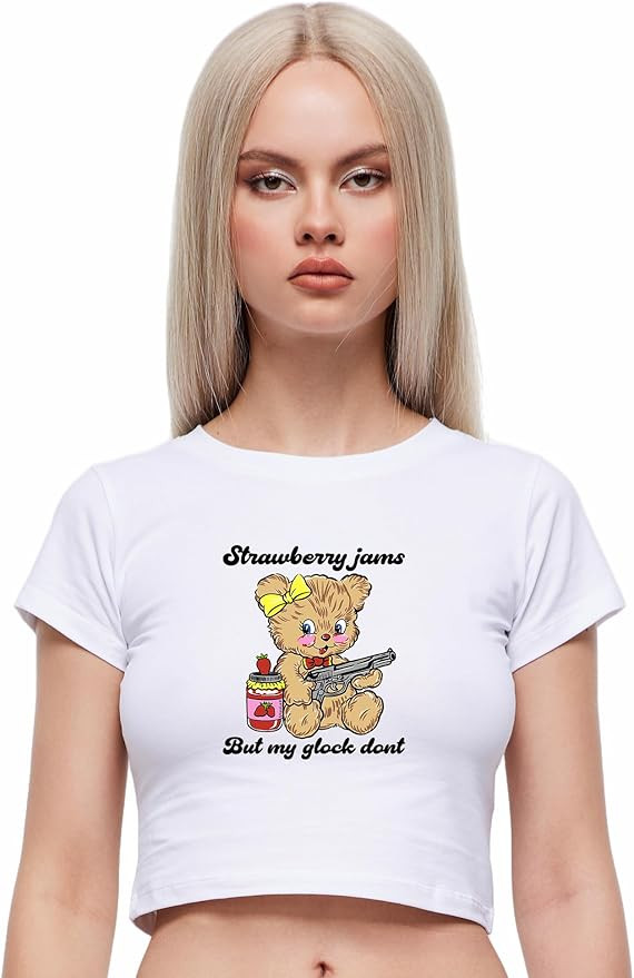 Strawberry Jams But My Dont Baby Tee Y2K - Funny Crop Tops Going Out Top T-Shirt | Amazon (US)