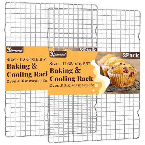 Cooling Racks for Cooking and Baking - 2 PCS 11.65" x 16.85" Grid Wire Baking Rack for Oven Cooking, Baking, Grilling, Roasting - Dishwasher Safe Bacon Rack - Fits Half Sheet Cookie Pan | Amazon (US)