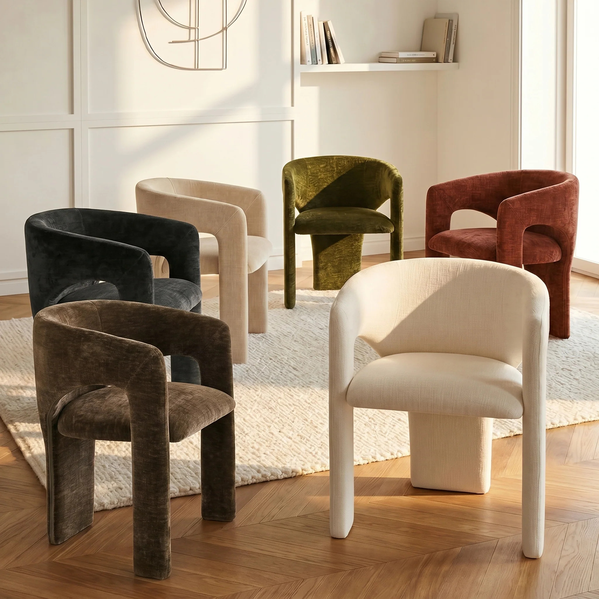 Khloe Modern Chenille Dining Chair with Arms (1-Piece) | Pop Maison