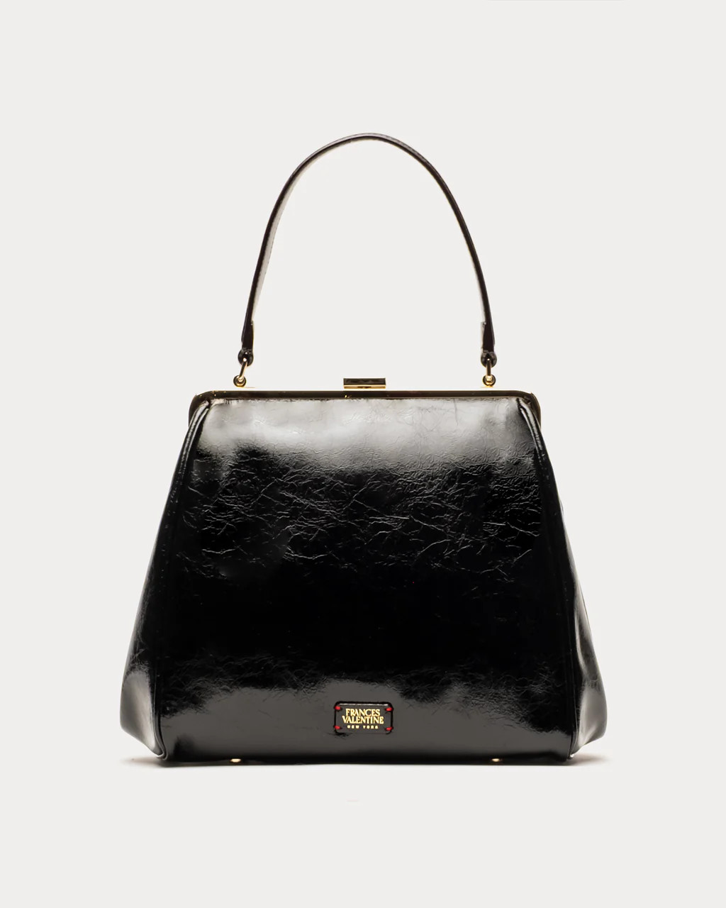Katherine Frame Bag - Crinkled Leather Black | Frances Valentine