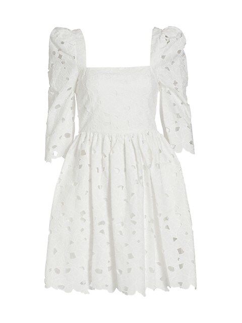 Cara Cara Hart Eyelet Puff-Sleeve Minidress | Saks Fifth Avenue