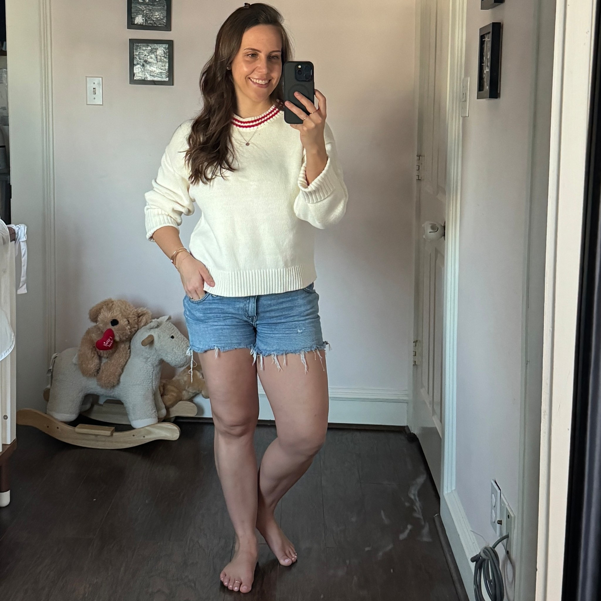 Wearing a size small in this white collared sweater  

#LTKootd #LTKPetite #LTKBump