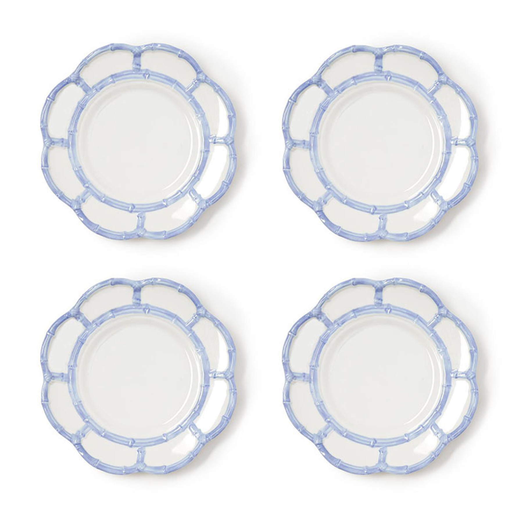 Faux Bamboo Border Melamine Salad Plates, Set of 4 - Light Blue | The Company Store