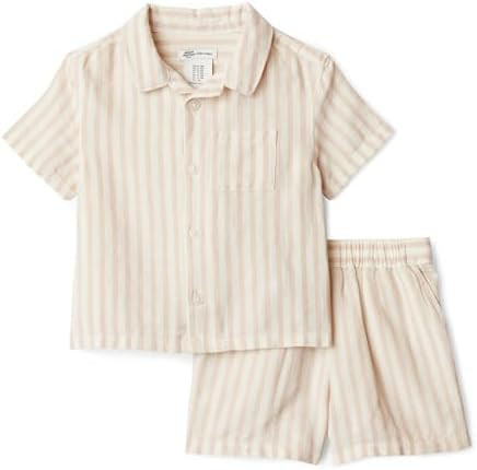 Amazon Essentials x Sofia Grainge Toddlers and Baby Boys' Cotton Linen Short Sleeve Shirt & Short... | Amazon (US)