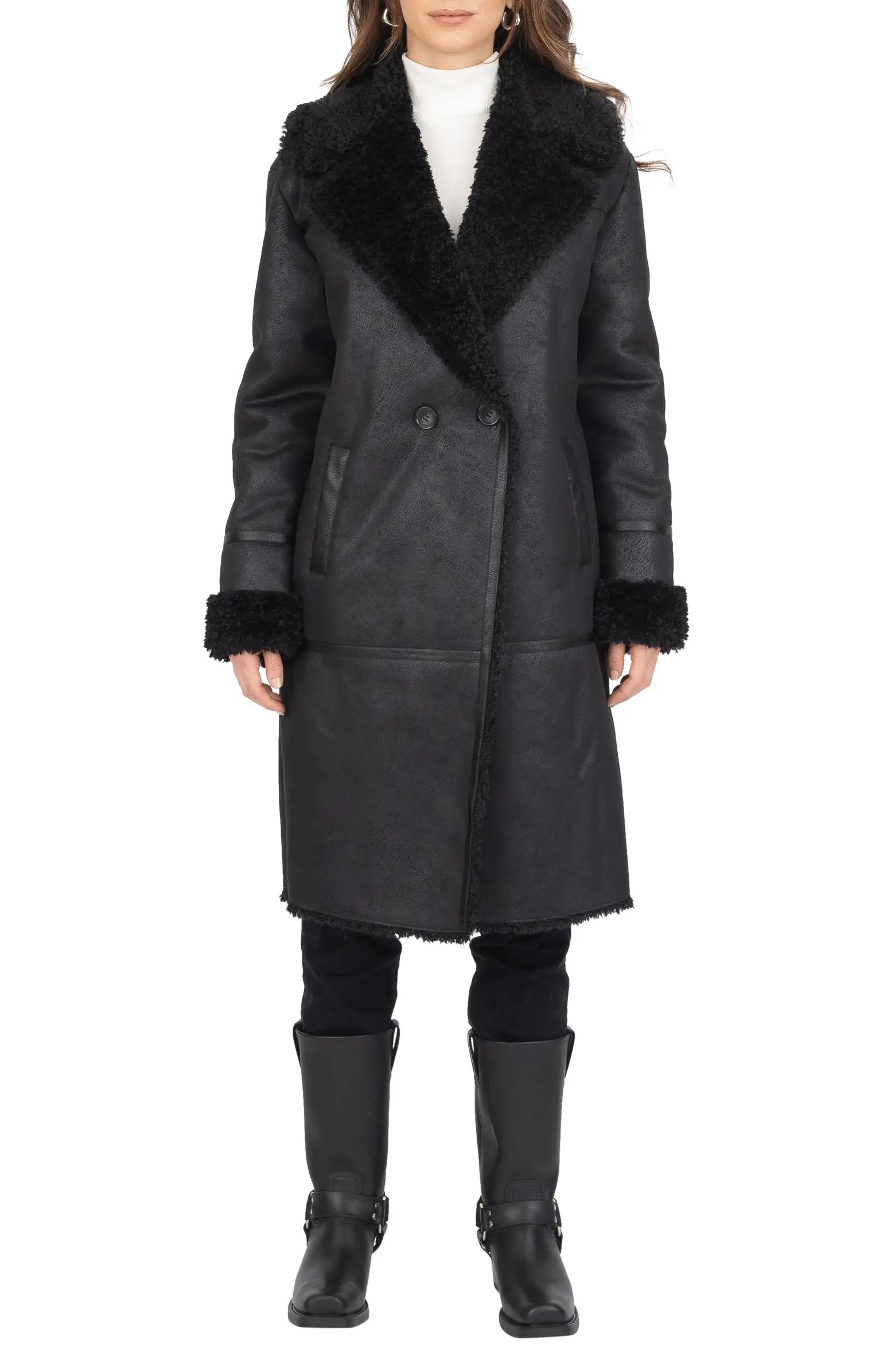 Faux Shearling Double Breasted Trench Coat | Nordstrom Rack