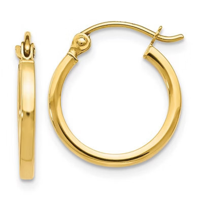 Black Bow Jewelry 1.5mm Square Tube Round Hoops in 10k Yellow Gold, 15mm (9/16 Inch) | Target