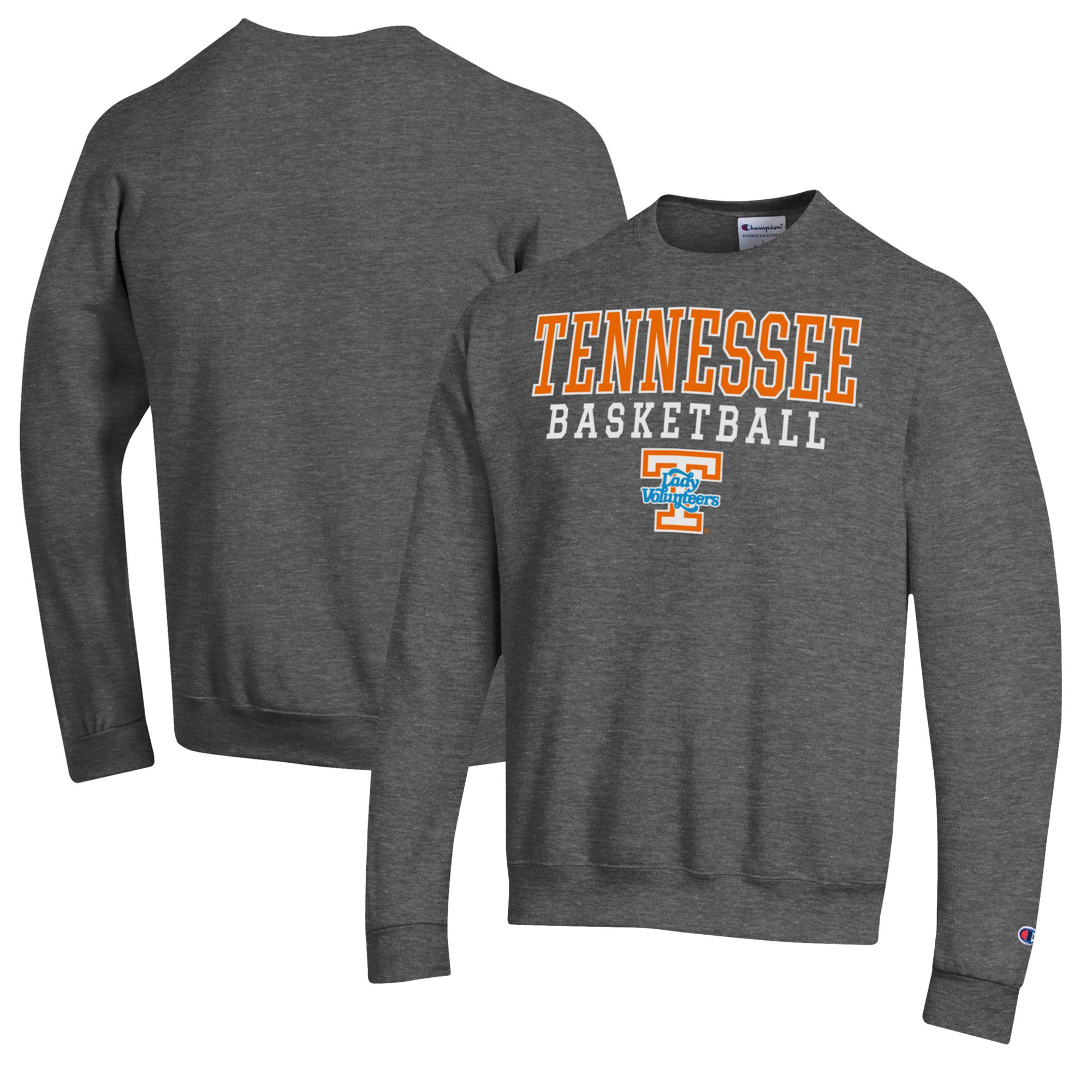 Men's Champion Charcoal Tennessee Volunteers Lady Vols Basketball Stack Pullover Crewneck Sweatshirt | Fanatics