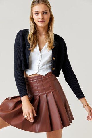 Peyton Faux Leather Pleated Mini Skirt - francesca's | Francesca's