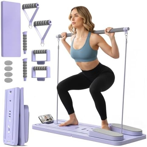 Premium Pilates Reformer Board – Foldable Portable Pilates Machine with Push-Up Bars, Pilates B... | Amazon (US)