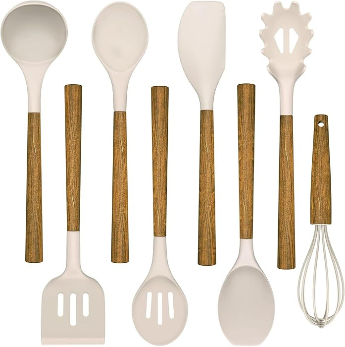Silicone Cooking Utensil Set,Umite Chef 8-Piece Kitchen Utensils Set with Natural Acacia Wooden H... | Amazon (US)