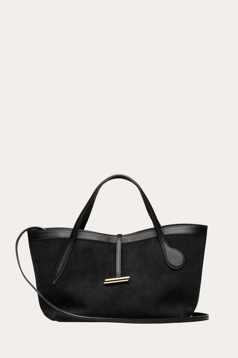 Petite Penne Tote Suede Black | LITTLE LIFFNER