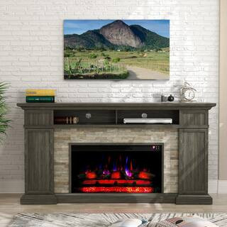 70 in. Freestanding Electric Fireplace in Brown | The Home Depot