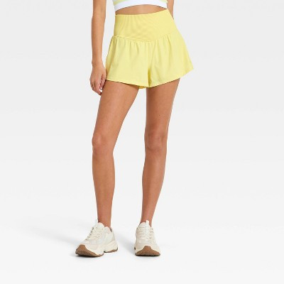 Women's Seamless Waistband Woven Shorts - JoyLab™ Yellow L | Target