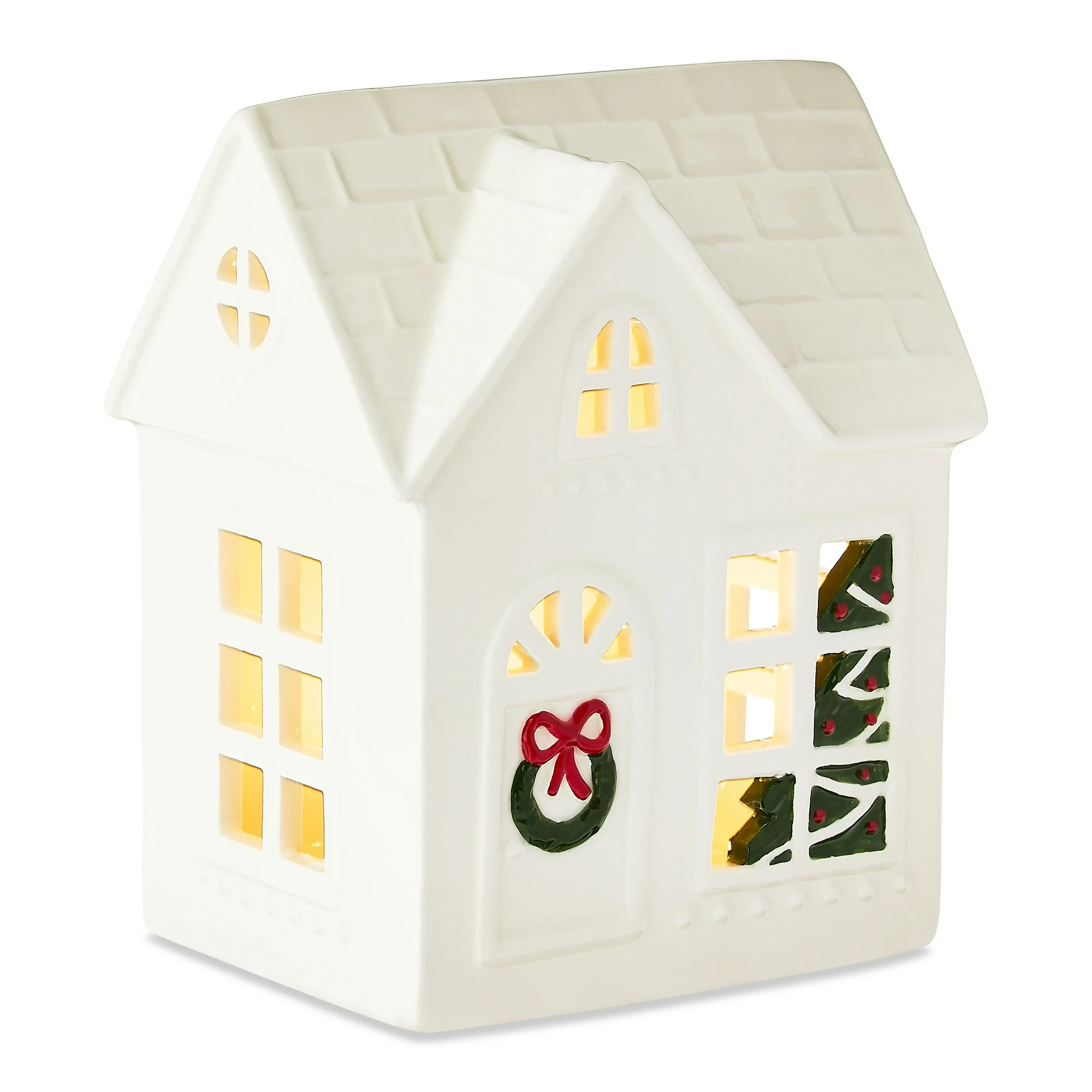 Light-Up LED Ceramic House Christmas Tabletop Decoration, White, 6.75", by Holiday Time | Walmart (US)