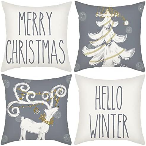 Halomoon Christmas Pillow Covers Set of 4 for Christmas Decoration Winter Throw Pillow Cover Chri... | Amazon (CA)