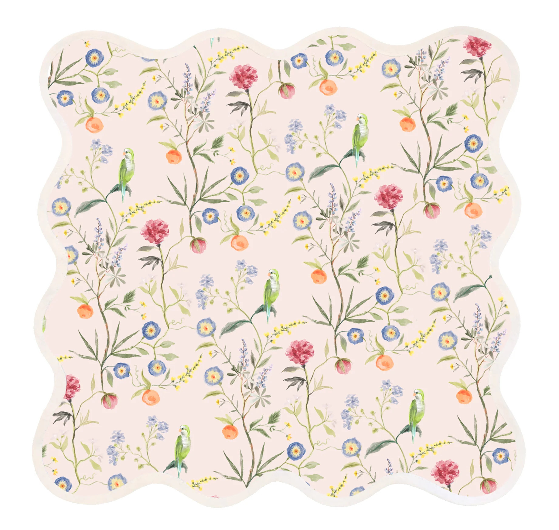 Square Scalloped Placemat | Jardin de Fleurs-Peony | Fenwick Fields, LLC