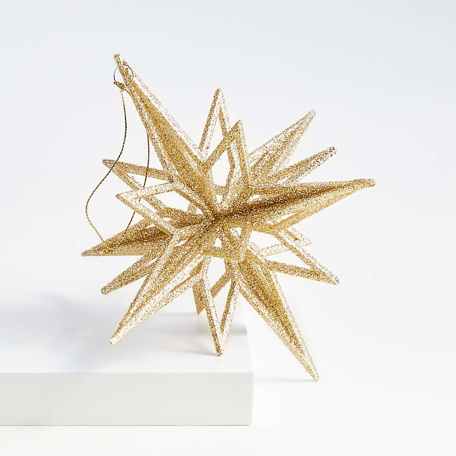 Radiant Glitter Gold Star Christmas Tree Ornament | Crate & Barrel