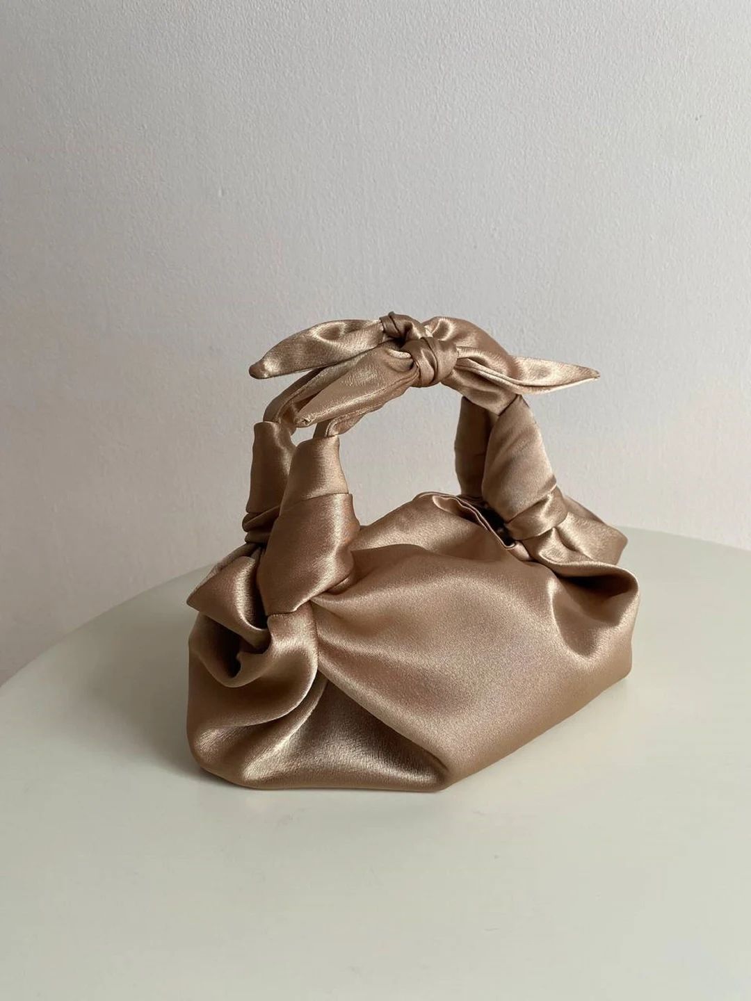 Small Satin Bag With Knots Stylish Satin Purse Furoshiki Knot Bag Origami Bag 35 Colors Wedding P... | Etsy (US)