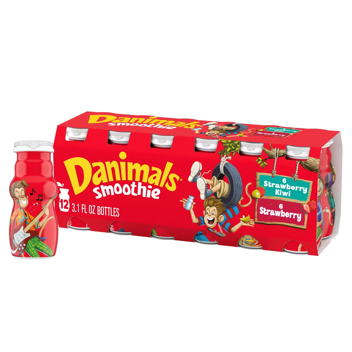 Danimals Strawberry & Strawberry Kiwi Kids' Smoothies - 12ct/3.1 fl oz Bottles | Target
