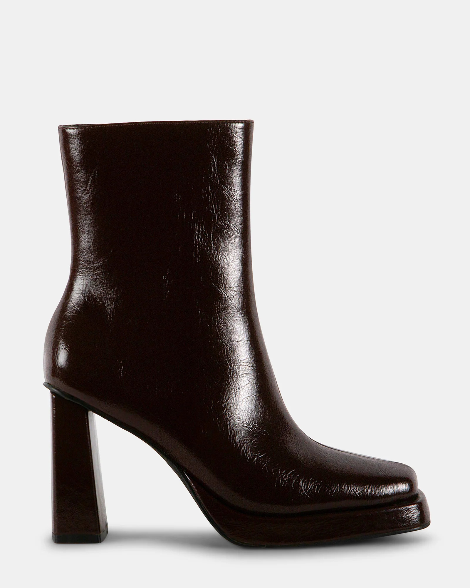 CLEVER Burgundy Block Heel Ankle Boot | Women's Designer Booties | Steve Madden (Canada)