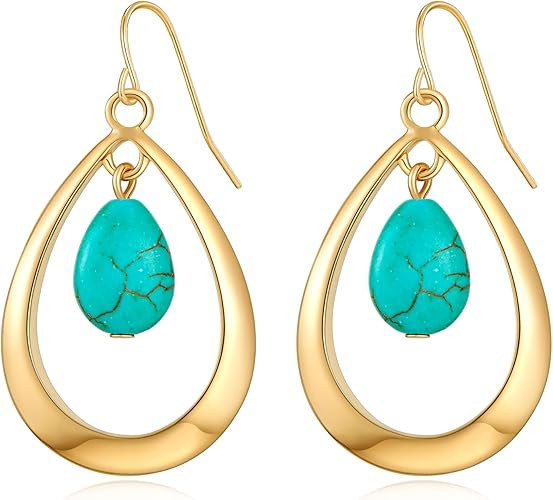Gold Women Earrings Statement Earrings Hammered Earrings Big Drop Dangle Earrings for Women | Amazon (US)